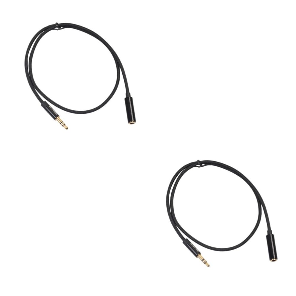 HOMSFOU 2pcs Extension Cable Headphone Extension Line Trrs Cable Black Male to Female for iOS Devices