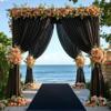 32 x 10ft Black Backdrop Curtains for Party Photo Background Curtains (10'L x 4'W Each, 8 Panels) with Rod Pocket, Wrinkle-Free Polyester Backdrop Drapes for Birthday Prom Bachelorette RIP Events view 3
