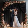 32 x 10ft Black Backdrop Curtains for Party Photo Background Curtains (10'L x 4'W Each, 8 Panels) with Rod Pocket, Wrinkle-Free Polyester Backdrop Drapes for Birthday Prom Bachelorette RIP Events view 4