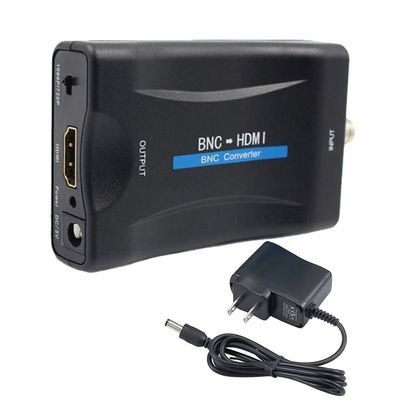 BNC to HDMI Converter Coaxial Adapter Coax Connector Composite CVBS BNC Audio Input HDMI 1080P Output for Analog Video Signal of DVRs Surveillance CCTV Security Camera to Computer Projector HD Monitor
