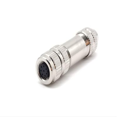 M8 Connector Straight Aviation Plug Solder Type for Cable Metal Shielded Connector (8 Pin Female)