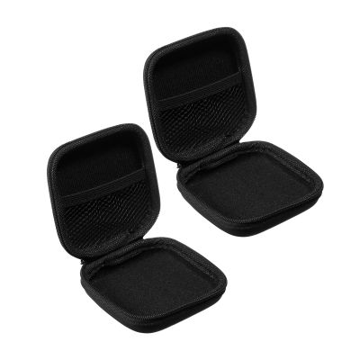 PATIKIL 3.54x3.54 Electronic Organizer Case, 2Pcs EVA Hard Waterproof Square Travel Carrying Case with Zipper for Digital Multimeter, Camera, Charger Cord, Earphone, Black