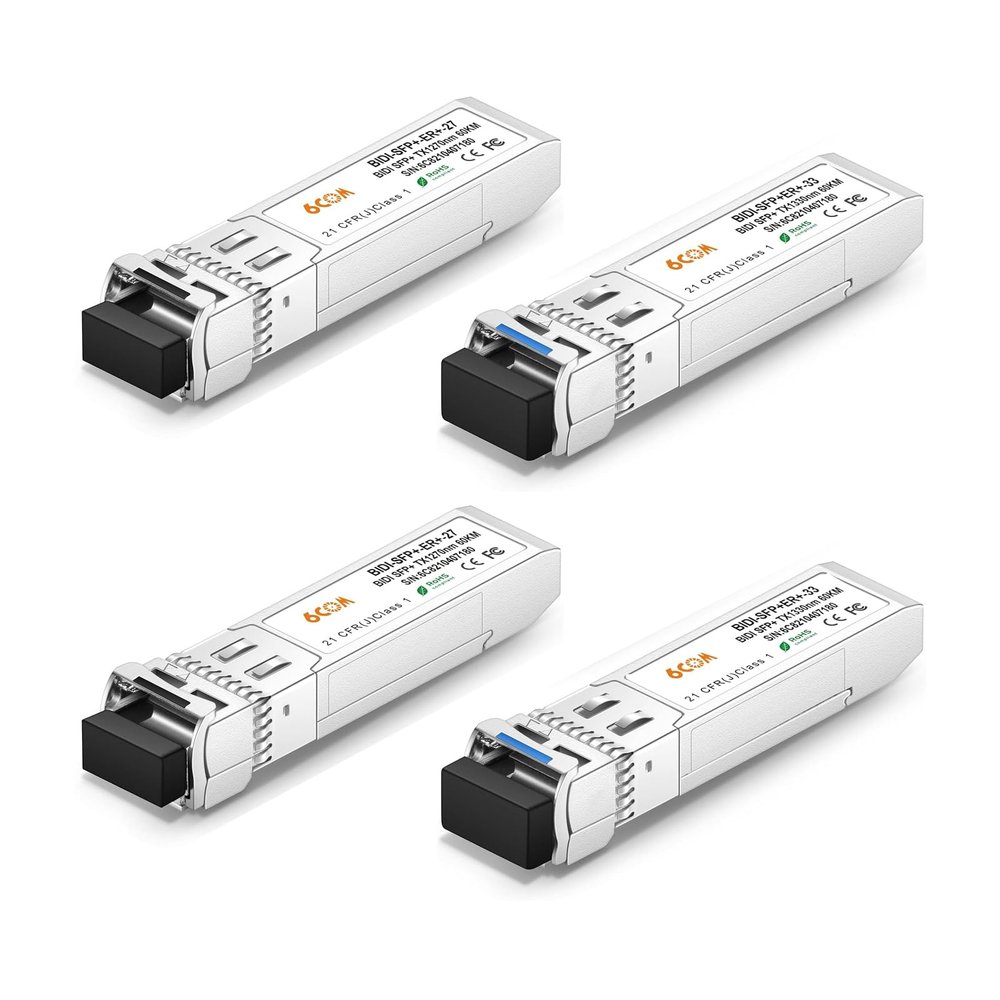 2 Pair of 10G BiDi SFP+ Transceiver, 10GBase-BIDI 1270nm/1330nm SMF, up to 60km, Compatible with Cisco, Ubiquiti, D-Link, Supermicro, Netgear and Other Open Switches