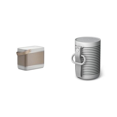 Bang & Olufsen Beolit 20 Powerful Portable Wireless Bluetooth Speaker, Grey Mist & Beosound Explore - Wireless Outdoor Bluetooth Speaker, IP 67 Dustproof and Waterproof, Grey Mist