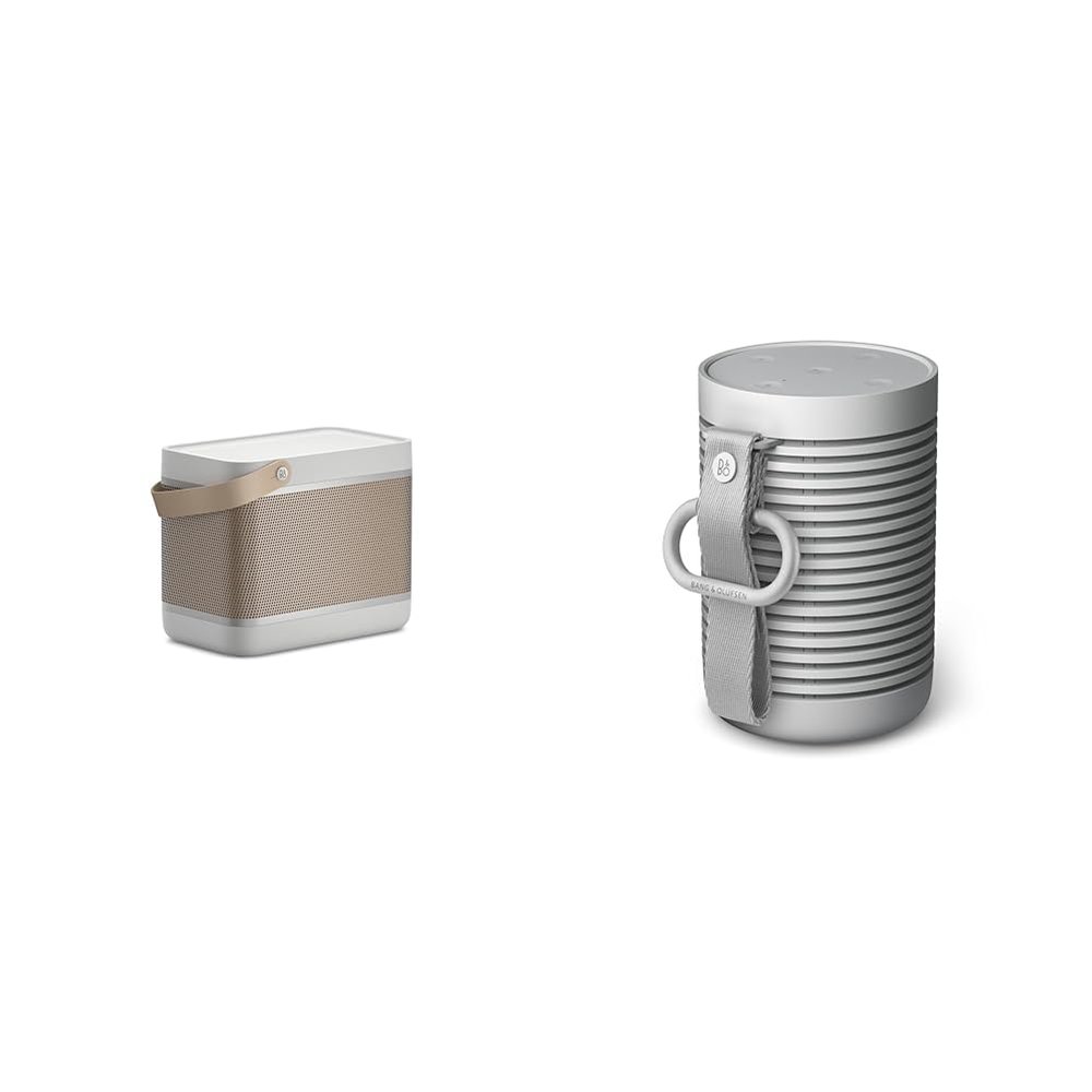 Bang & Olufsen Beolit 20 Powerful Portable Wireless Bluetooth Speaker, Grey Mist & Beosound Explore - Wireless Outdoor Bluetooth Speaker, IP 67 Dustproof and Waterproof, Grey Mist
