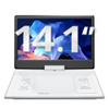 YOTON 16.9" Portable DVD Player, 4-6 Hours Rechargeable Built-in Battery, 14.1" HD Swivel Screen, Dual Stereo Speakers, USB/SD/AV/Audio/Gamepad Support -White [Not Support Blu-Ray] view 1