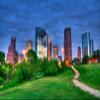 BELECO 15x10ft Fabric Houston City Skyline Backdrop Photography Modern City Skyscrapers at Sunset Background Kids Adults Birthday Wedding Party Decor Video Studio Photo Props view 1
