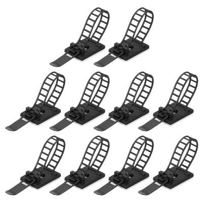 uxcell 100pcs Adhesive Cable Clips, Adjustable Nylon Cable Cord Organizer Cable Management Clips Cable Clamps for Desk Car Home and Office (Black, 88mm/3.46")