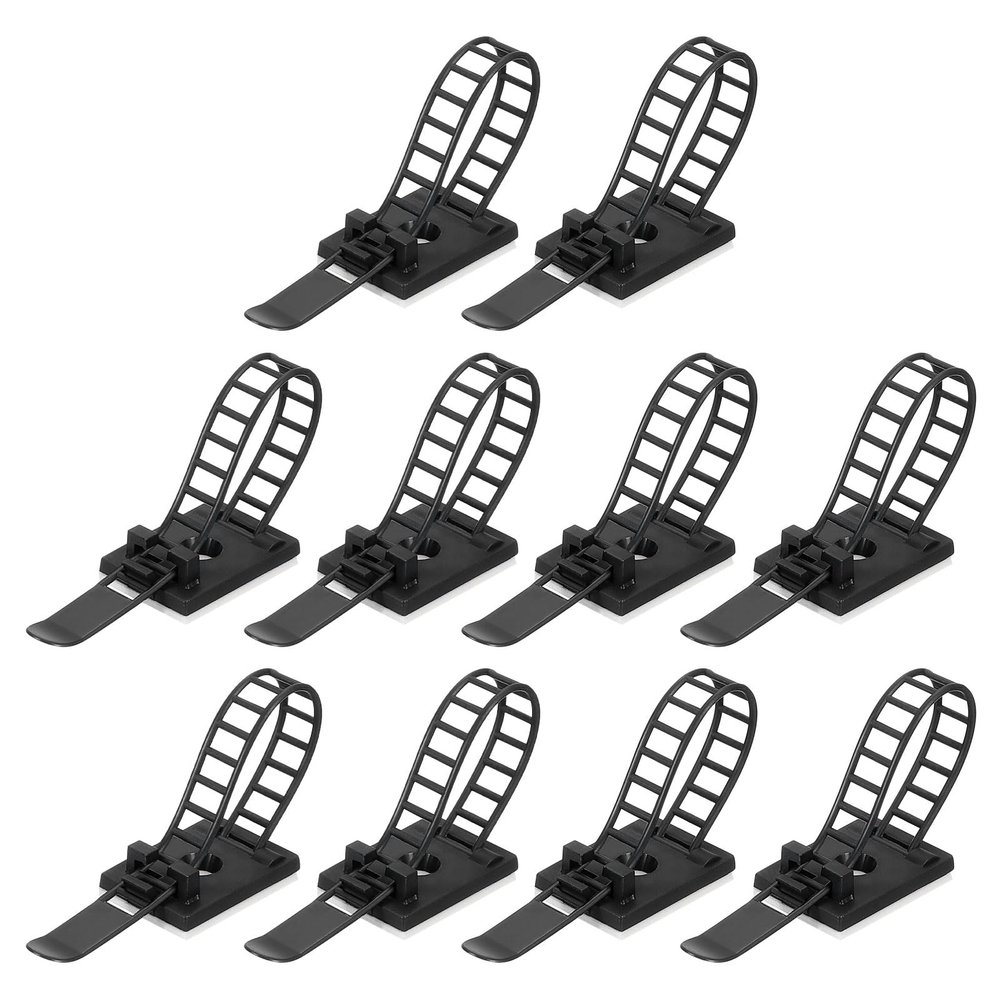 uxcell 100pcs Adhesive Cable Clips, Adjustable Nylon Cable Cord Organizer Cable Management Clips Cable Clamps for Desk Car Home and Office (Black, 88mm/3.46")