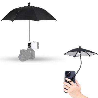 Camera Hot Shoe Umbrella+Magnetic Phone Umbrella for Sun: Camera Hot Shoe Umbrella with Outdoor Phone Sun Shade