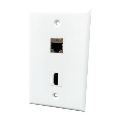BOPLAT CAT7 Ethernet HDMI Wall Plate Female to Female, Single Gang 4K HDMI and CAT 7 RJ45 Cover Plate for CAT8/CAT7/CAT6 Network and HDTV Cables