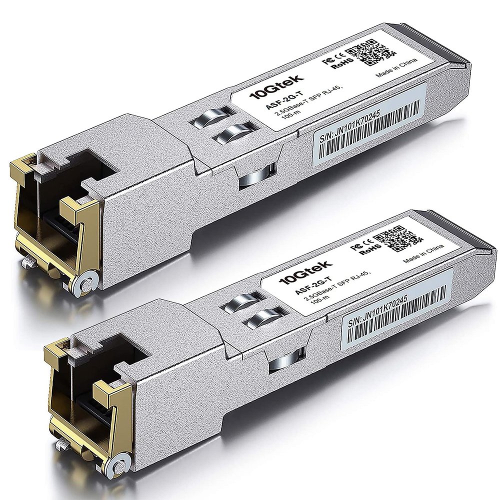 2.5G SFP-T, 2.5GBase-T, SFP to RJ45 SFP, Compatible with Ubiquiti UniFi, Fortinet, Netgear, TP-Link and Other Open Switches,2 Pcs