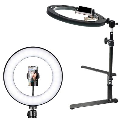 Phone Stand with Light, Adjustable Selfie Phone Tripod with Light, Overhead Phone Mount, Phone Bracket, Photo Accessories, Recording Equipment for Cooking, Vlogging, Live Streaming (A)