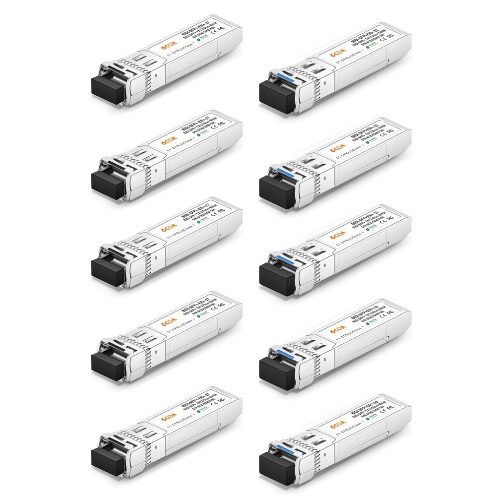 5 Pair of 10G BiDi SFP+ Transceiver, 10GBase-BIDI 1270nm/1330nm SMF, up to 60km, Compatible with Cisco, Ubiquiti, D-Link, Supermicro, Netgear and Other Open Switches