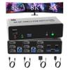 8K@60Hz KVM Switch 3 Monitors 2 Computers 4K@144Hz, DP 1.4 Displayport KVM Switch Triple Monitor for 2 Computer Share 3 Monitor, Audio Mic Port and 3 USB3.0 Devices Support Extended and Copy Mode view 1