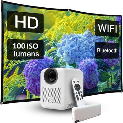HP Projector CC180W Promo 3 in1, Portable HD Projector - outdoor projector and screen combo, USB-C Power Bank, short throw projector with wifi and bluetooth, Remote Control