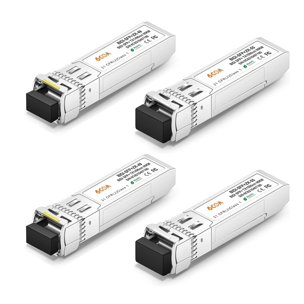2 Pair of 10G BiDi SFP+ Transceiver, 10GBase-BIDI 1490nm/1550nm SMF, up to 80km, Compatible with Cisco, Ubiquiti, D-Link, Supermicro, Netgear and Other Open Switches
