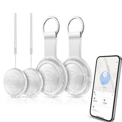 4 Pack Key Finder Tracker Tag, Item Locator Works with Apple (iOS only) Finder for Bag Luggage Wallet (White)