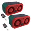 LAFEINA Solar Sound & Strobe Light Alarm Motion Sensor Siren, 13 Sounds & Recording, Dual Speaker 130dB Dog Barking Loud Noise Maker, Security Alert System for Home Farm Barn Villa Orchard (2 Pack)