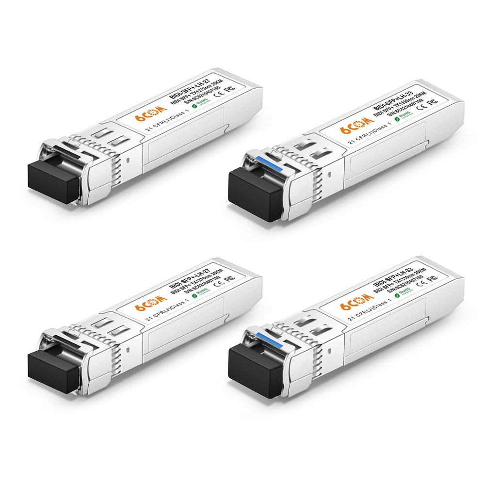 2 Pair of 10G SFP+ Bidi Transceiver, 10GBase-BIDI 1270nm/1330nm SMF, up to 20km, Compatible with Cisco, Ubiquiti, D-Link, Supermicro, Netgear and Other Open Switches