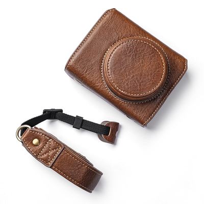 Andoer Digital Camera Protective Case PU Leather Camera Storage Bag with Removable Shoulder Strap Compatible with Canon G7X2/ G7X3