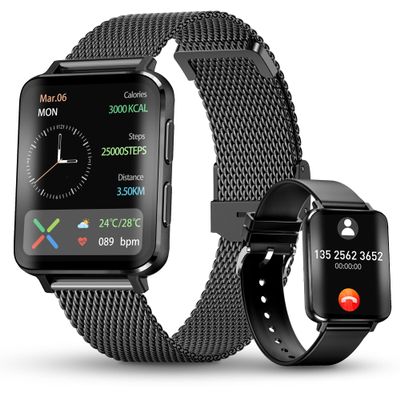 FILIEKEU Smart Watches Men Women Answer/Make Calls Touch Screen Fitness Tracker with Heart Rate Blood Oxygen Blood Pressure Monitor 100+ Sports Modes Waterproof Smart Watch Black for Android iOS black