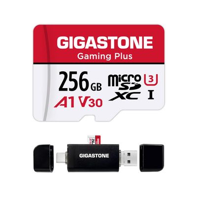 for Switch 1 Only GIGASTONE 256GB Micro SD Card with USB C Card Reader, Gaming Plus, MicroSDXC Memory Card for Gaming Console, 4K Video Recording, UHS-I A1 V30 U3, up to 100MB/s, with Adapter