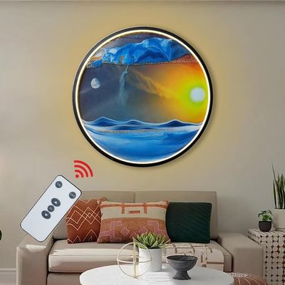GeRRiT 16.3" Moving Sand Art Picture with Light, Wall Mounted Moving Sand Art 3 Color Temp Dimming USB Port Sand Art Liquid Motion, for Home, Office, Restaurant Decorations,A (Color : D)