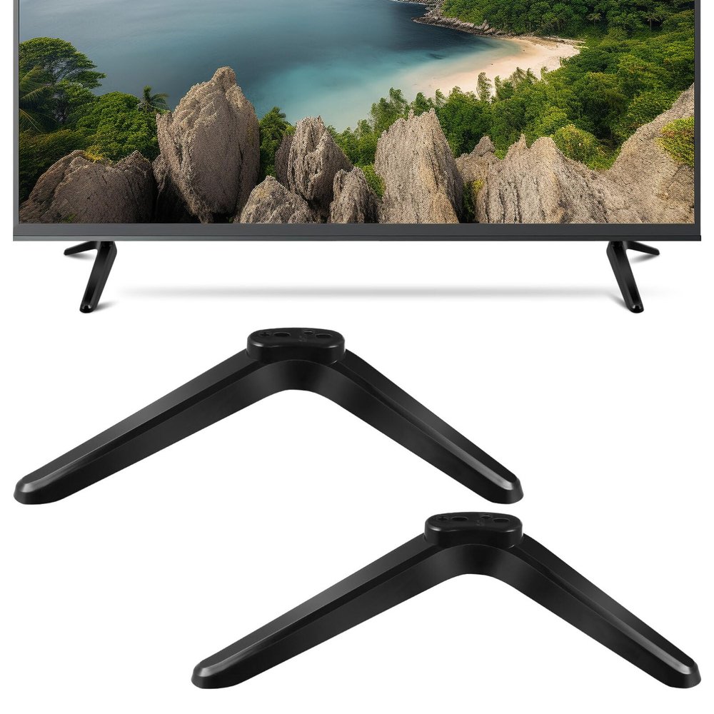 HOMSFOU Universal Tv Stand with Mounting Brackets and Screws Stable Tabletop Holder for 32-55 Inch Tvs Non-Slip Base Compatible with Roku and Tvs Home Office Use