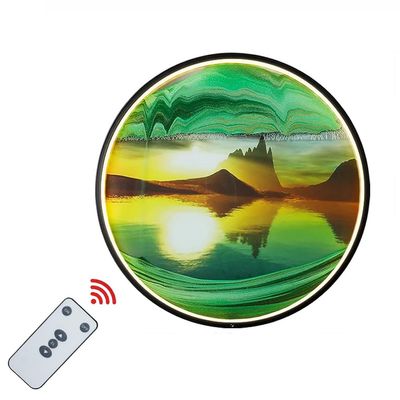 GeRRiT 16.3"" Moving Sand Art Picture with LED Wall Sconce, 3D Dynamic Moving Sand Moving Sand Art Picture Round Glass, for Home Decor and Office, Appearance Wall Art Decoration (Color : B)