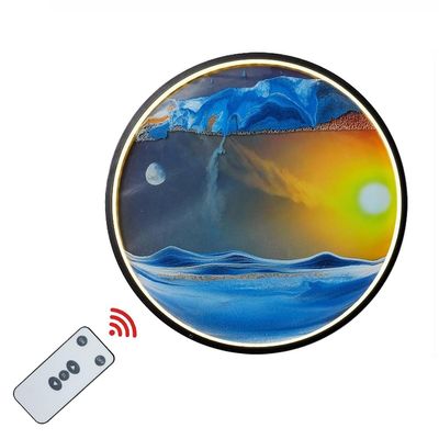 16.3" Moving Sand Art Picture with LED Wall Sconce, 3D Dynamic Moving Sand Moving Sand Art Picture Round Glass, for Home Decor and Office, Appearance Wall Art Decoration (Color : A)