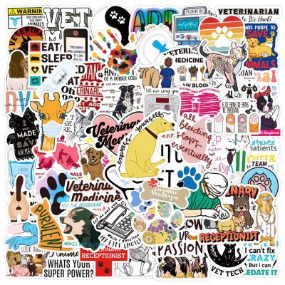 100 Pcs Cute Veterinary Stickers Funny Veterinarians Vinyl PVC Waterproof Stickers and Decals for Water Bottle Skateboard Luggage Laptop Computer Phone, Veterinar Party Favors Gifts
