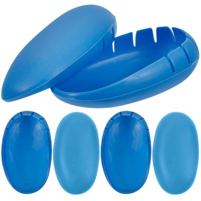 Hair Dye Ear Covers 3 Pairs Silicone Ear Protector Caps Blue