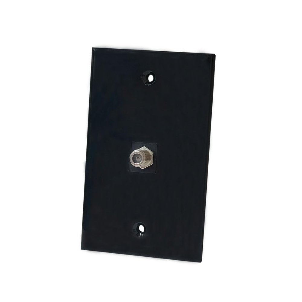 BOPLAT 1 Port Coax Cable Wall Plate Glossy Black - Single Gang Coaxial Cable Outlet Cover Plate for Cable TV/Antenna