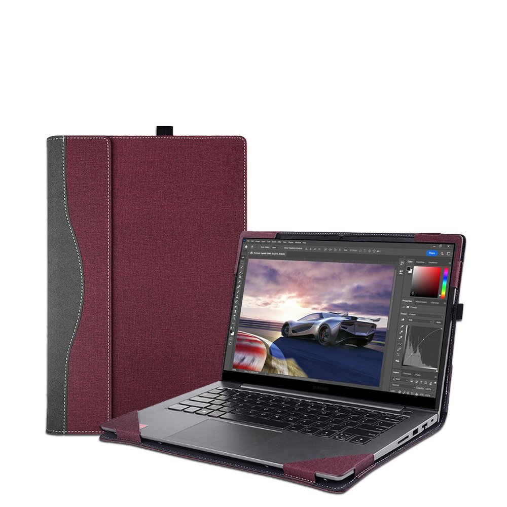 15.6 inch Laptop Cover Case for Samsung Galaxy Book4 360 &for Samsung Galaxy Book4 & for Galaxy Book3 & Galaxy Book3 360,PU Leather Detachable Notebook PC Bag Shell (Burgundy)