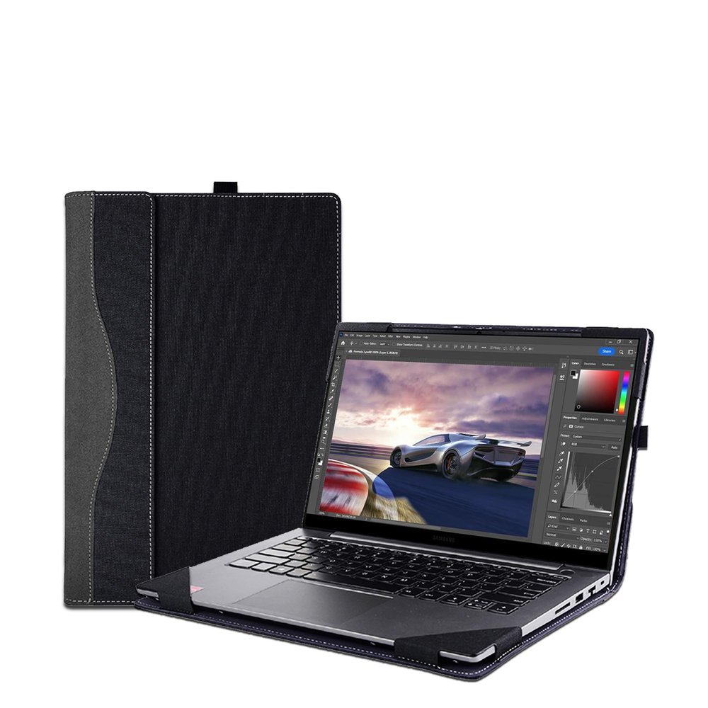 2024 New Laptop Cover Case for 15.6 inch Samsung Galaxy Book4 360 &Samsung Galaxy Book4 Compatible with Galaxy Book3 and Galaxy Book3 360,PU Leather Detachable Notebook PC Bag Shell (Dark Gray)