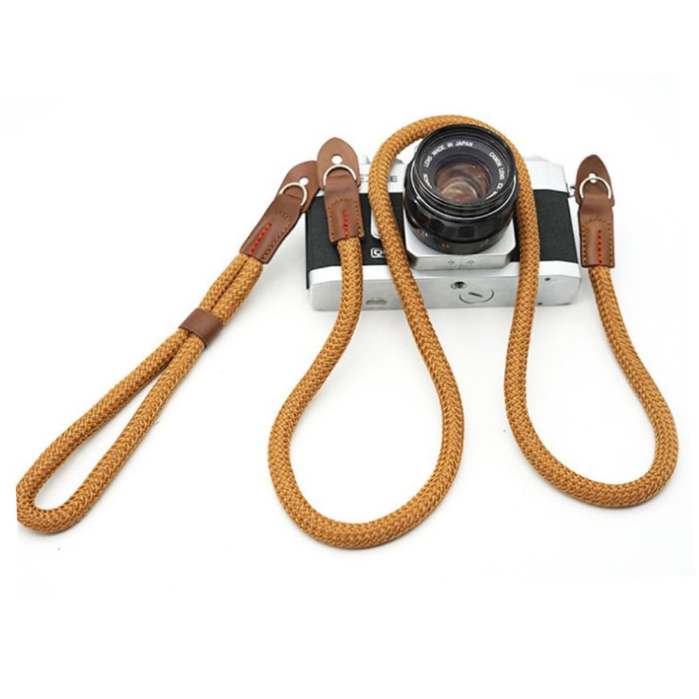 OSALADI Fashionable Long Leather Camera Rope Strap for Dslr Micro Cameras Stylish Halter Design Coffee Color Comfortable Durable for Photographers