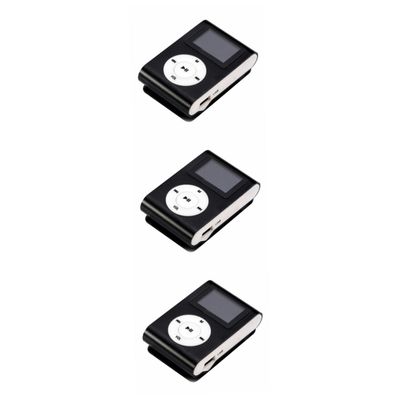 OSALADI 3pcs Mini Clip Player LCD Screen Supports Card Portable Music Player for Sports and Running Design Music Equalizer Options