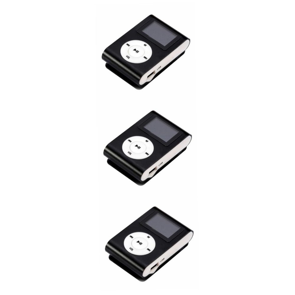 OSALADI 3pcs Mini Clip Player LCD Screen Supports Card Portable Music Player for Sports and Running Design Music Equalizer Options