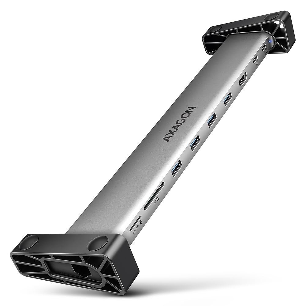 AXAGON HMC-10HLS Multiport-Hub, 4X USB-A und 2X USB-C, HDMI 4K/60Hz, RJ-45, SD/microSD, PD 100W