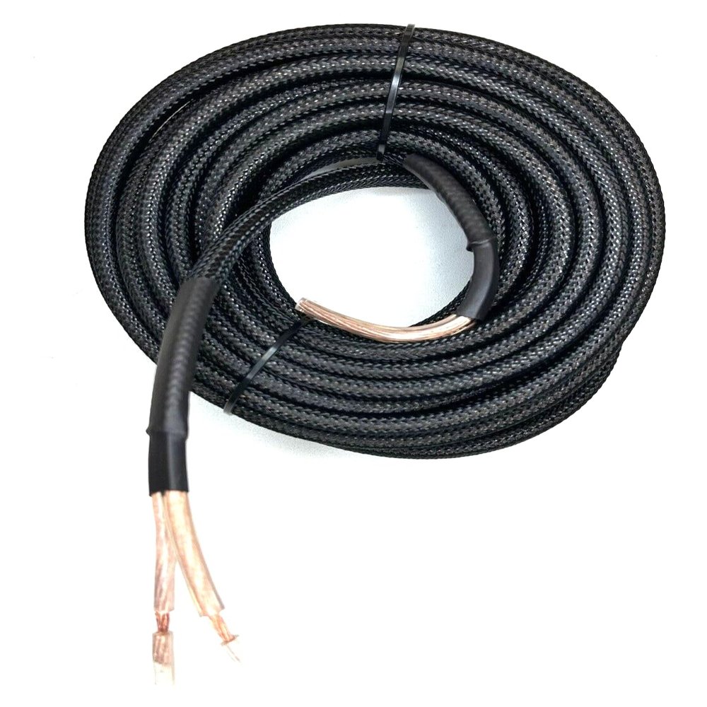 225FWY 14 Gauge Speaker Wire Custom Color + Custom Length Snakeskin Braided Sleeve Copper Marine Car Audio Automotive Speaker Wire 14 AWG (Black, 25 FT)