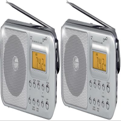 Supersonic SC-1091 4 Band AM/FM/SW1-2 PLL Portable Radio with Digital LCD Display, Clock, Alarm, Volume Control, Built-in Speaker, Telescopic Antenna, Foldable Handle, AC/DC Power and Battery Option