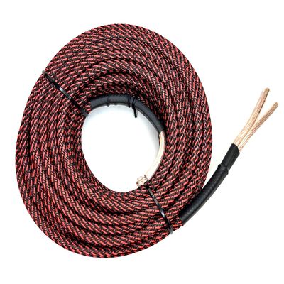 14 Gauge Speaker Wire Custom Color + Custom Length Snakeskin Braided Sleeve Copper Marine Car Audio Automotive Speaker Wire 14 AWG (Black/Red, 25 FT)