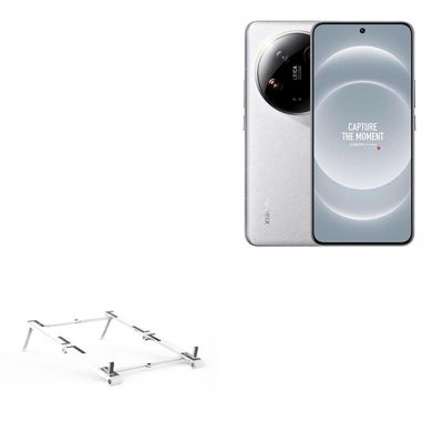 BoxWave Stand and Mount Compatible with Xiaomi 14 Ultra - Pocket Aluminum Stand 3-in-1, Portable Multi Angle Viewing Riser - Metallic Silver