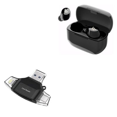 BoxWave Smart Gadget Compatible with Edifier TWS1 - AllReader SD Card Reader, microSD Card Reader SD Compact USB - Jet Black