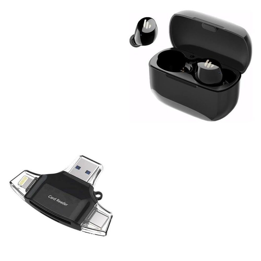 BoxWave Smart Gadget Compatible with Edifier TWS1 - AllReader SD Card Reader, microSD Card Reader SD Compact USB - Jet Black