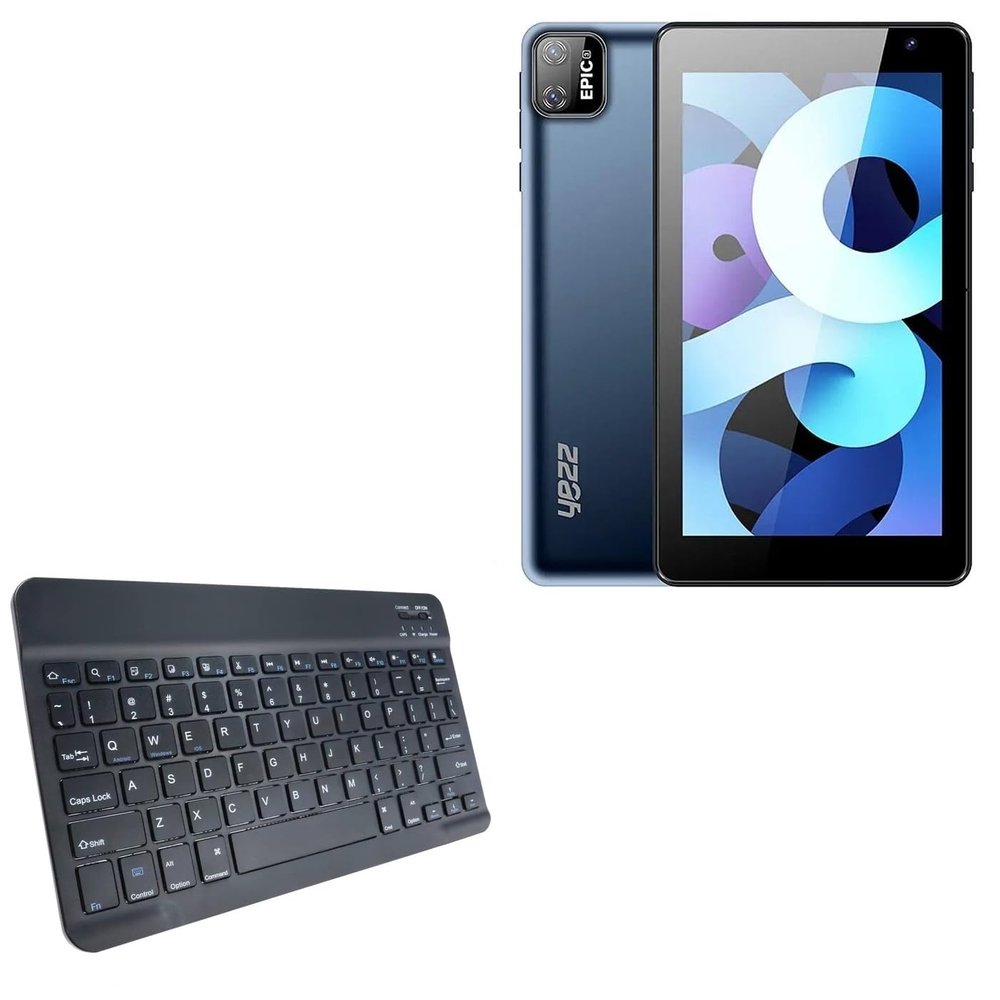 BoxWave Keyboard Compatible with Yezz Epic 3 - SlimKeys Bluetooth Keyboard, Portable Thin with Chiclet-Style Keys - Jet Black