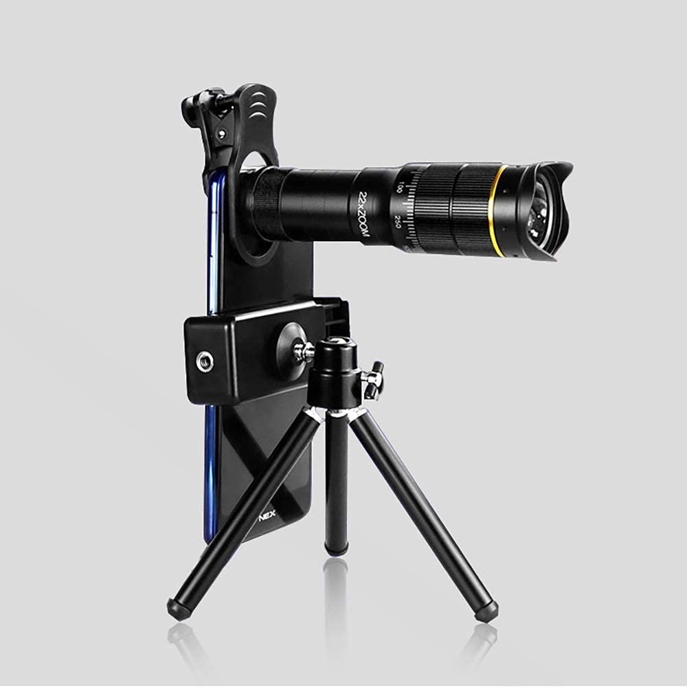 22X High Powerful HD Monocular Telescope for Smartphone Mini Telescope Camera Mobile Phone Adapter Tripod Telephoto Zoom with Smartphone Adapter Tripod for Wildlife Bird Watching