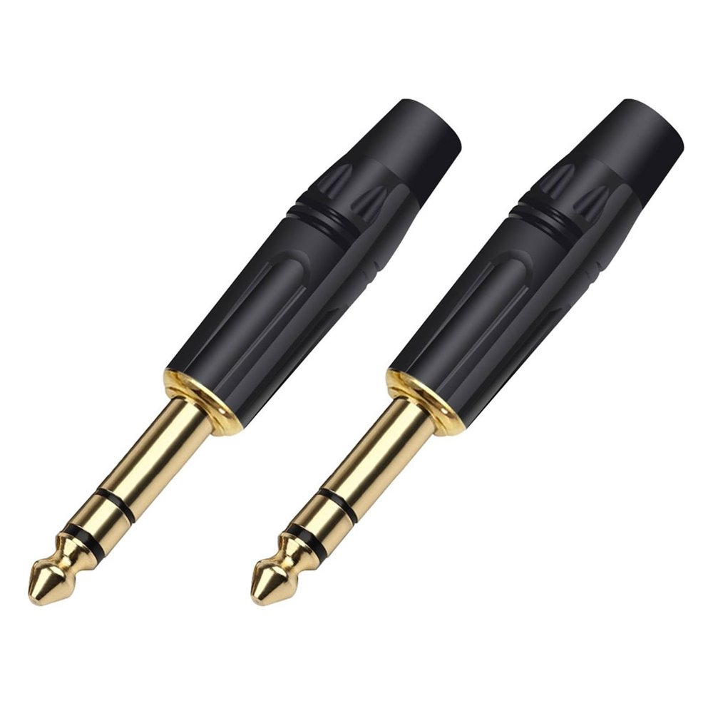 100Pcs Stereo 6.35MM Jack 6.3MM Male Plug Soldering Wire Connector 1/4 Inch Stereo Microphone Plug Jack Connector (Color : Black)