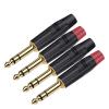 100Pcs Stereo 6.35MM Jack 6.3MM Male Plug Soldering Wire Connector 1/4 Inch Stereo Microphone Plug Jack Connector (Color : Black) view 2